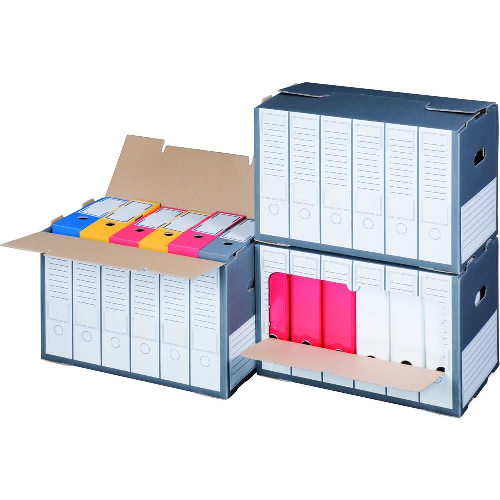 Archivbox für Ordner, mit Breitseitenklappe, grau