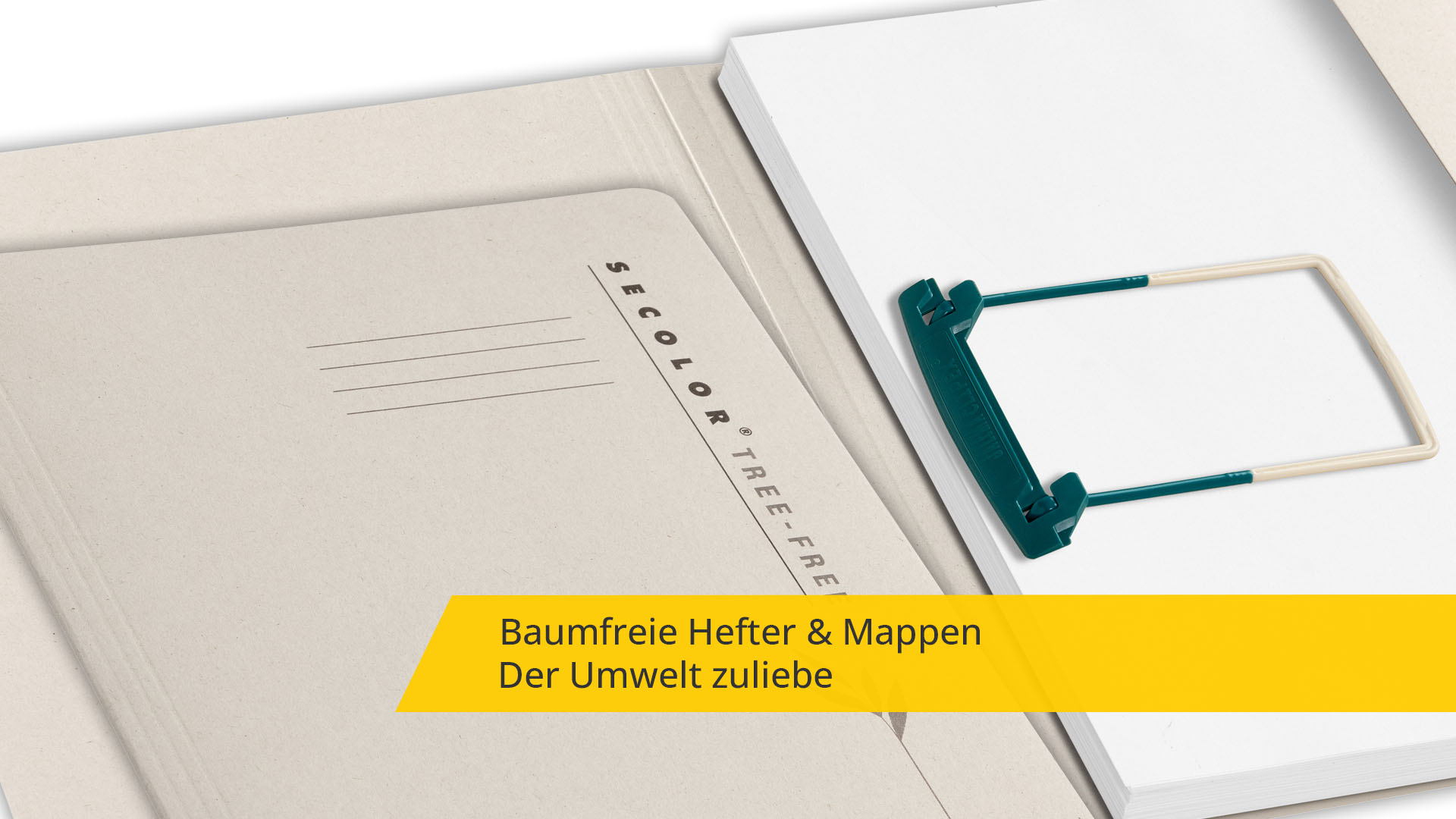 Hefter und Mappen aus baumfreien Karton – ein nachhaltiger Beitrag zum Umweltschutz.