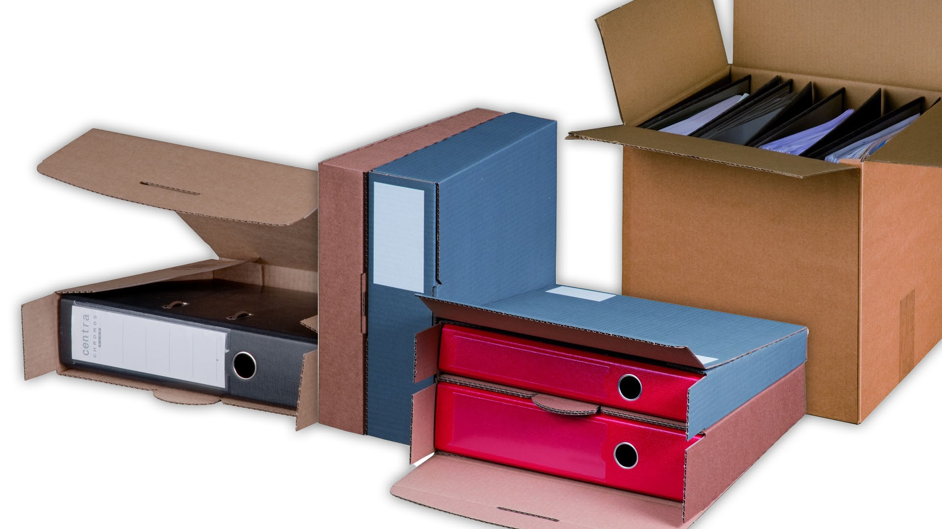 Ordnerversandverpackungen in verschiedenen Ausführungen: Spezielle Produkte für den Versand von gängigen Aktenordnern. Ordnerversandverpackungen in verschiedenen Ausführungen: Spezielle Produkte für den Versand von gängigen Aktenordnern.